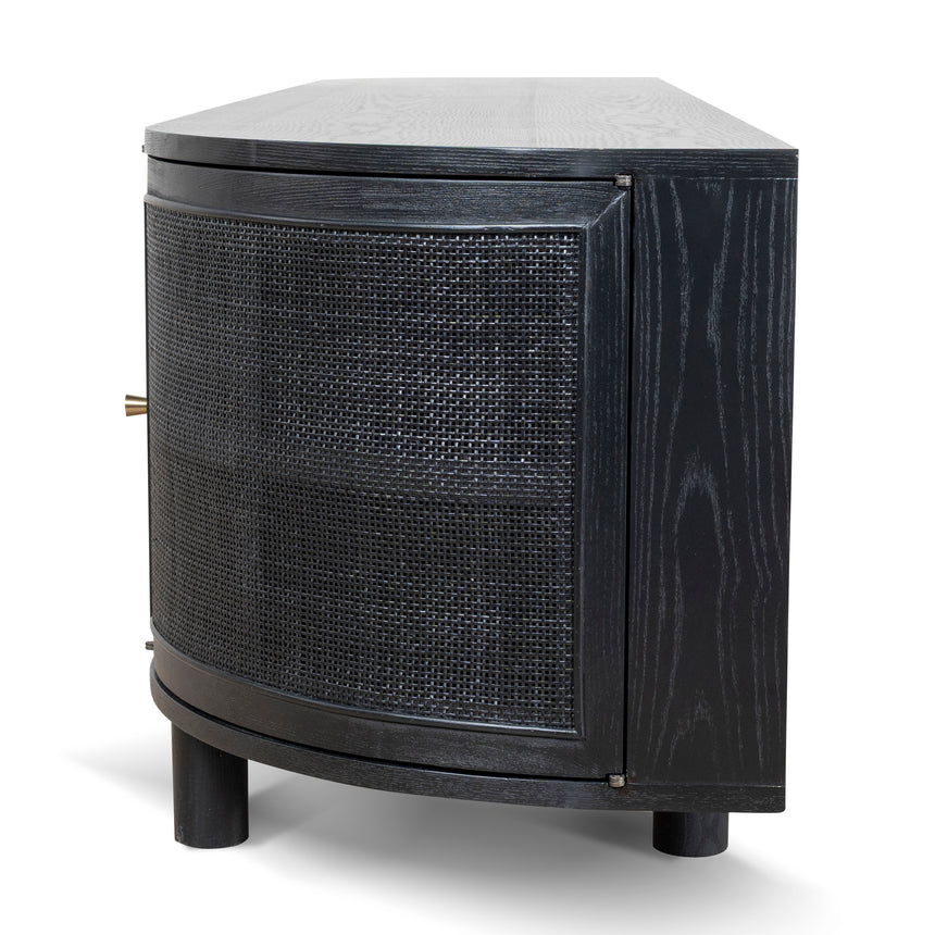 2.2m Rattan Doors TV Entertainment unit | Full Black | Myka Home - View 5