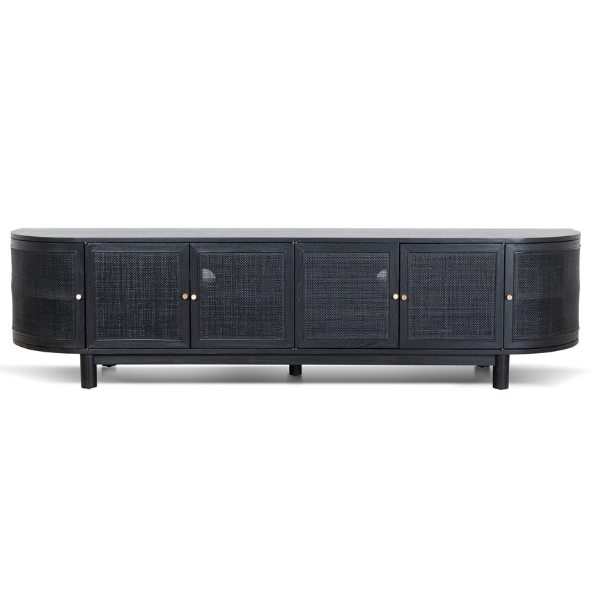 2.2m Rattan Doors TV Entertainment unit | Full Black | Myka Home - View 2