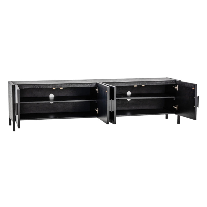2.1m Wooden TV Entertainment Unit | Black | Myka Home - View 3