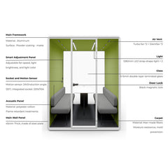 Evolve 4 Person Large Meeting Pod - Black by Humble Office