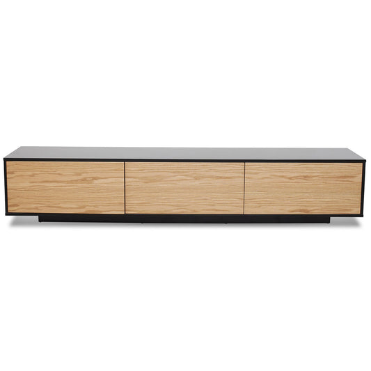 CTV2632-BB 2.3m TV Unit - Black with Natural Drawers