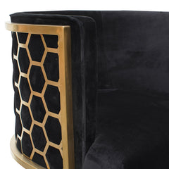 CLC2612-BS Lounge Chair In Black Velvet Seat - Brushed Gold