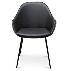 Ex Display - CDC2750-SE - PU Leather Dining Chair - Antique Black - Charcoal Velvet