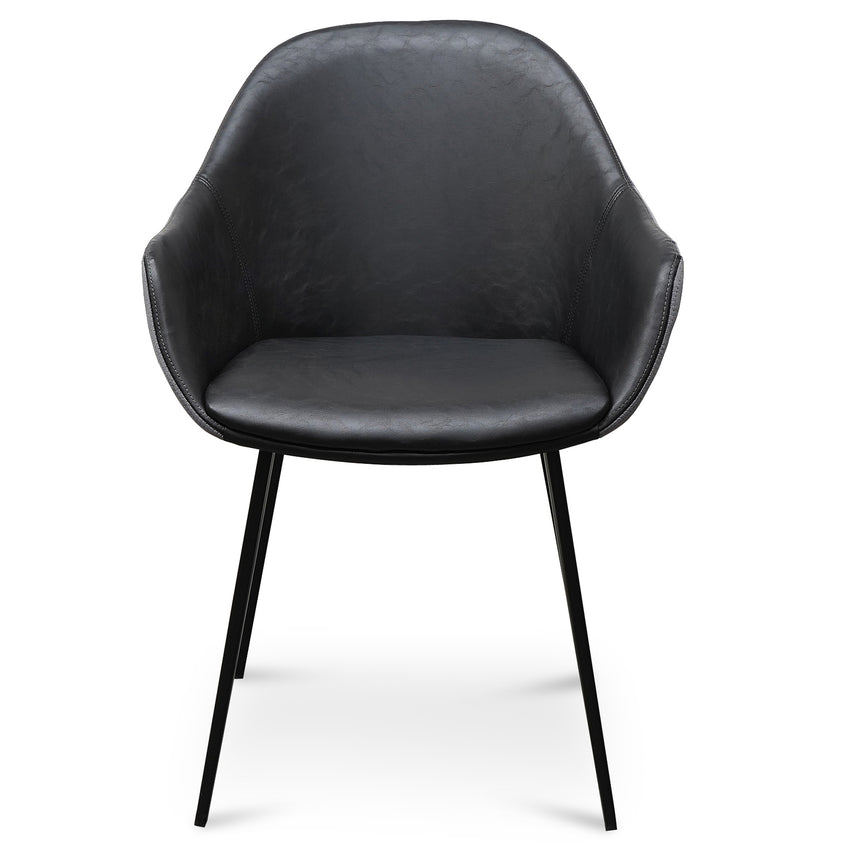 PU Leather Dining Chair - Antique Black - Charcoal Velvet (Set of 2) - View 3