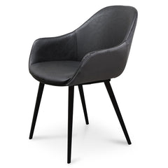 Ex Display - CDC2750-SE - PU Leather Dining Chair - Antique Black - Charcoal Velvet