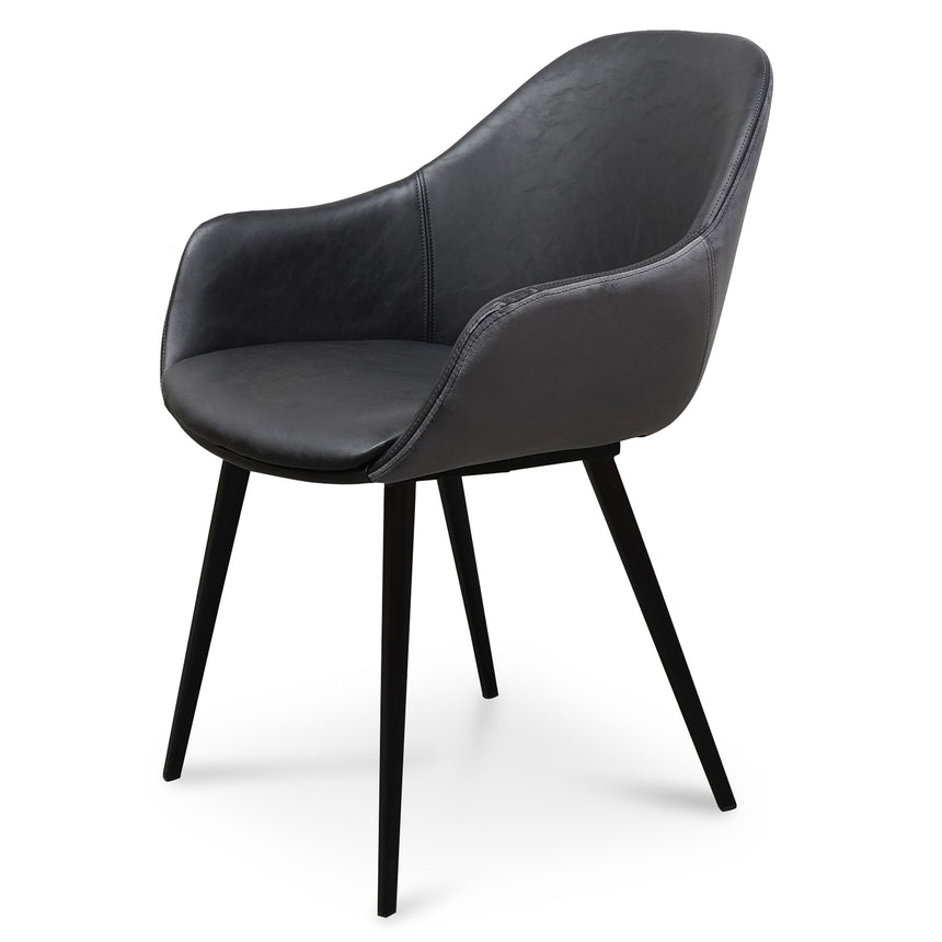 PU Leather Dining Chair - Antique Black - Charcoal Velvet (Set of 2) - View 2