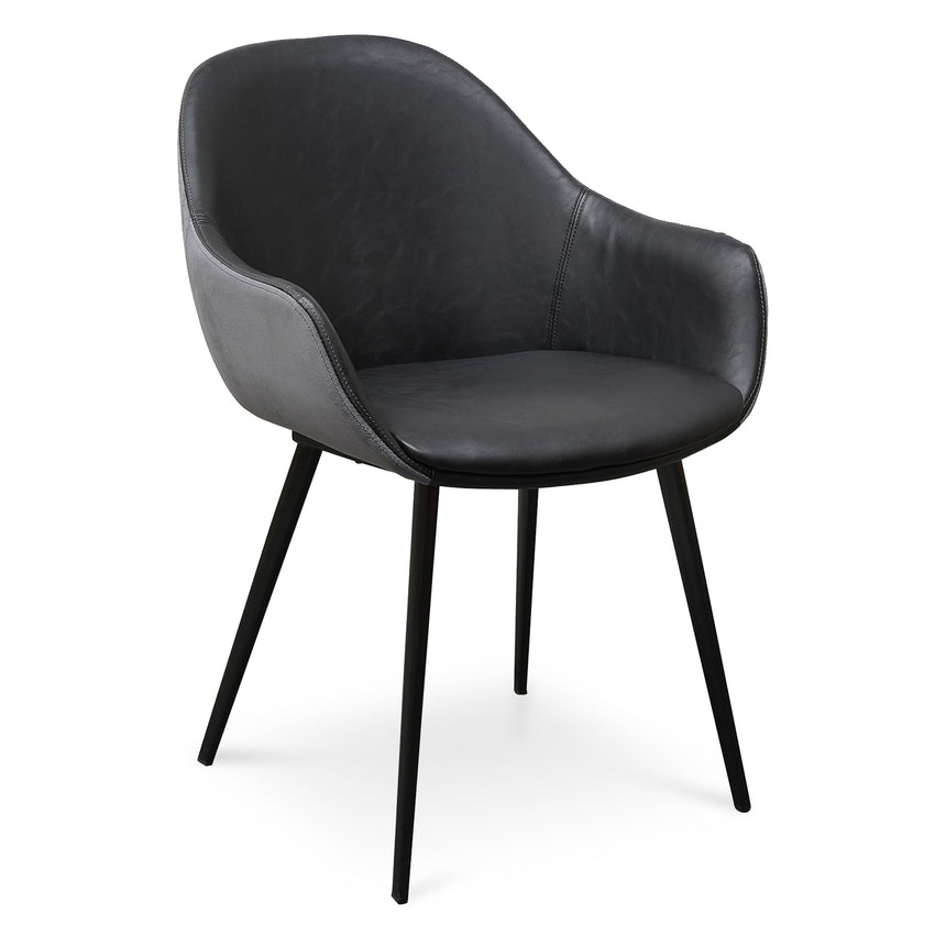 PU Leather Dining Chair - Antique Black - Charcoal Velvet (Set of 2) - View 4