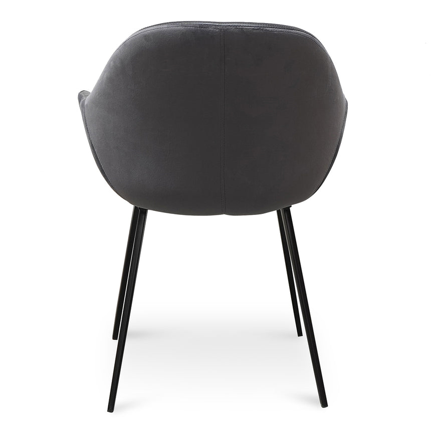 PU Leather Dining Chair - Antique Black - Charcoal Velvet (Set of 2) - View 5
