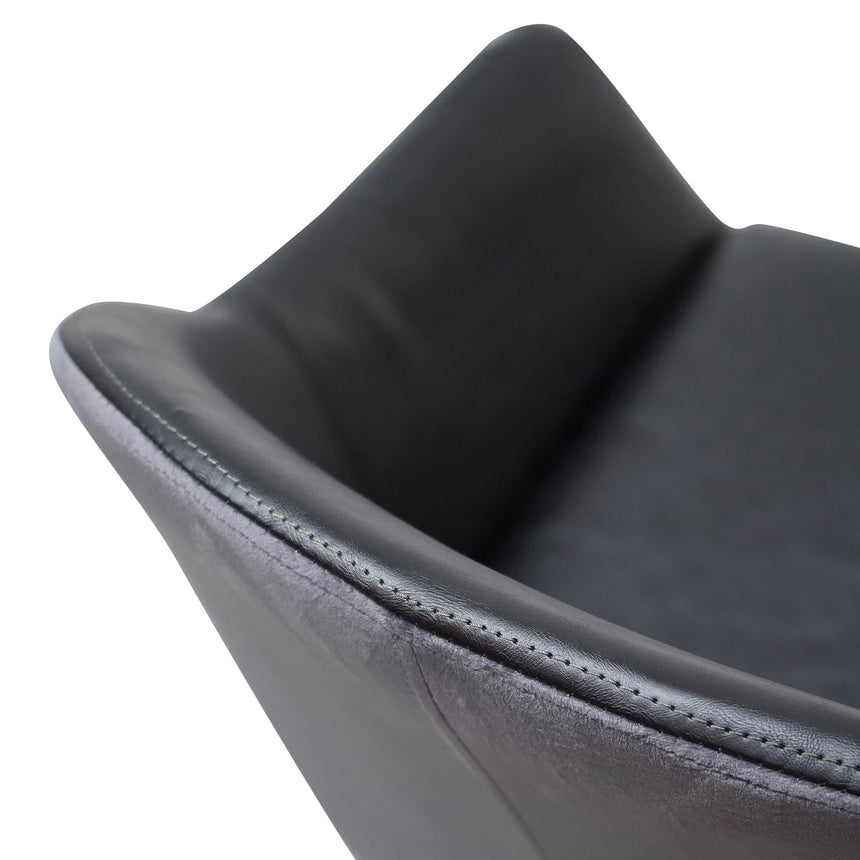 PU Leather Dining Chair - Antique Black - Charcoal Velvet (Set of 2) - View 7