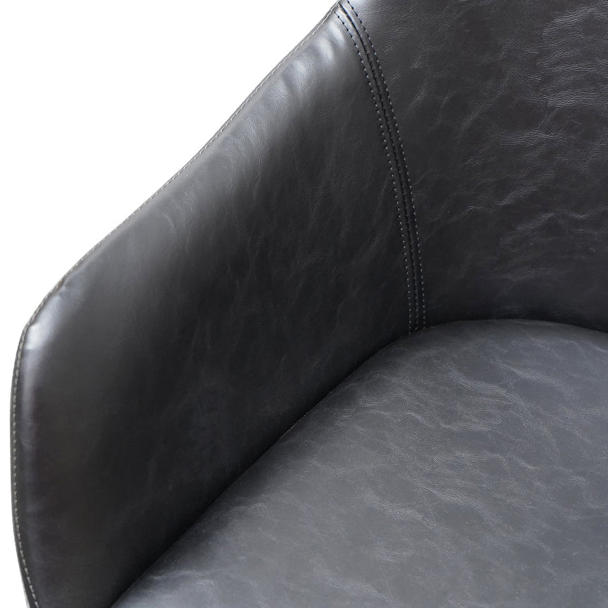 PU Leather Dining Chair - Antique Black - Charcoal Velvet (Set of 2) - View 9