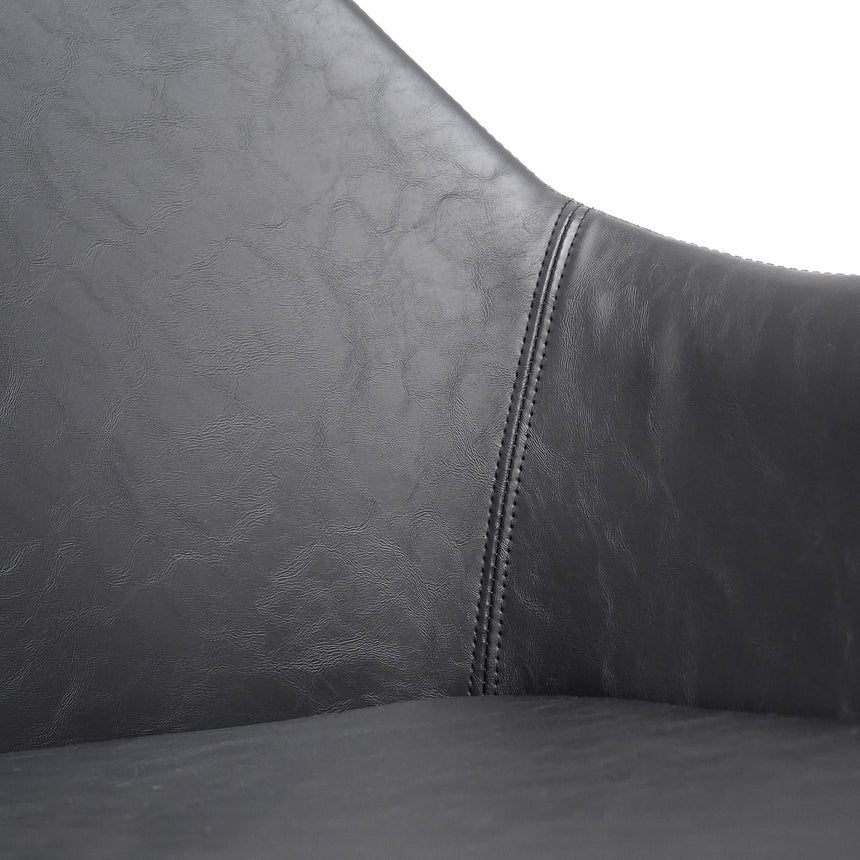 PU Leather Dining Chair - Antique Black - Charcoal Velvet (Set of 2) - View 10