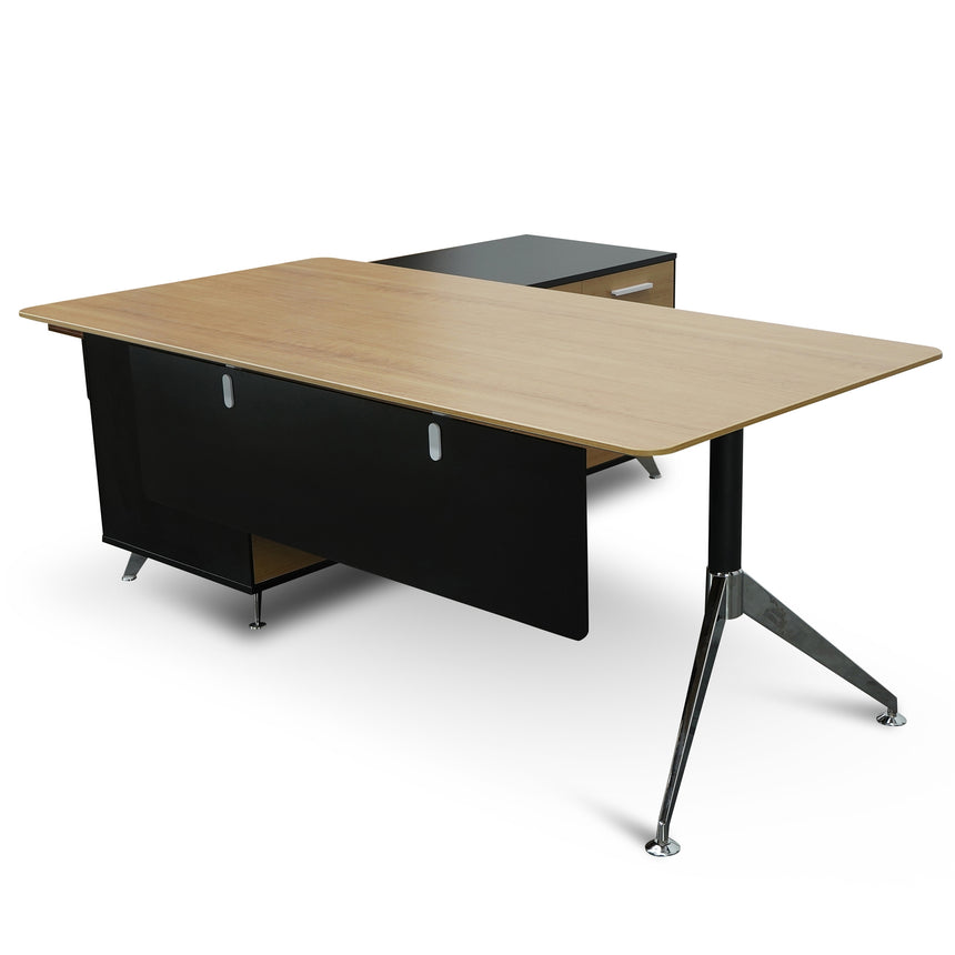 1.95m Executive Desk Right Return | Black Frame with Natur | Myka Home - View 2