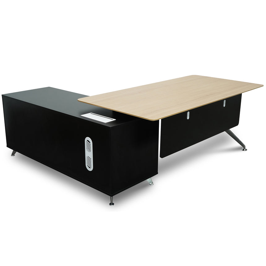 1.95m Executive Desk Right Return | Black Frame with Natur | Myka Home - View 3