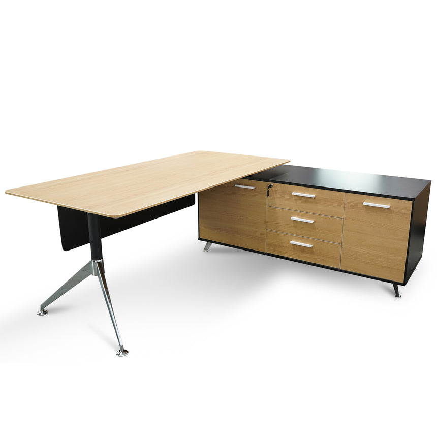 1.95m Executive Desk Right Return | Black Frame with Natur | Myka Home