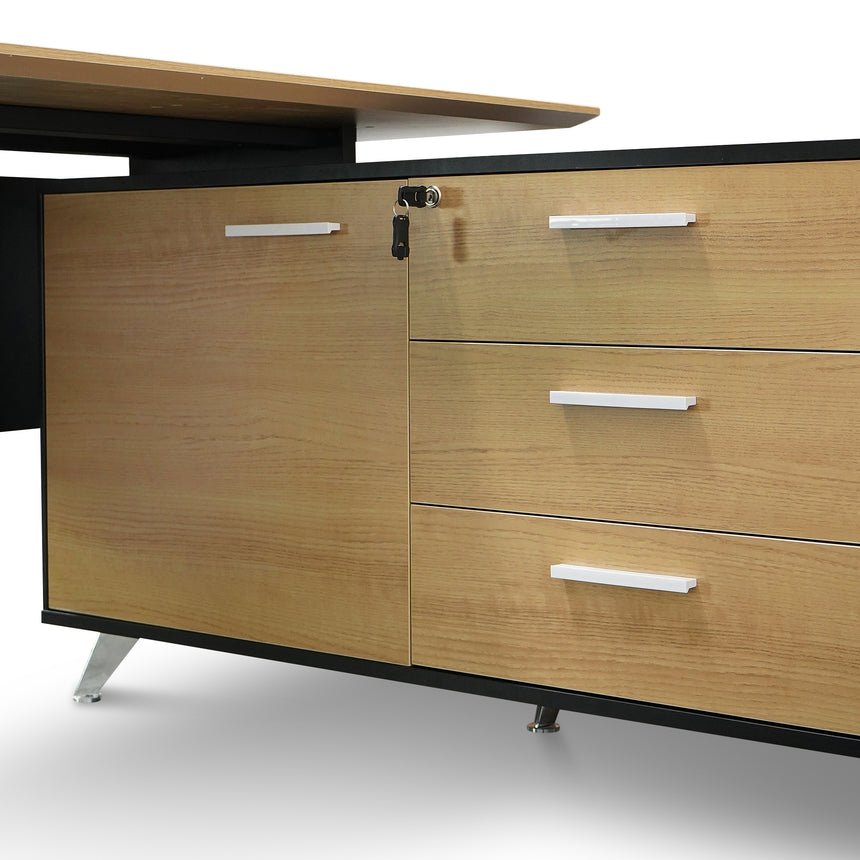 1.95m Executive Desk Right Return | Black Frame with Natur | Myka Home - View 8