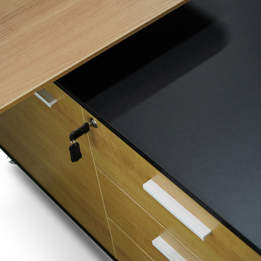 1.95m Executive Desk Right Return | Black Frame with Natur | Myka Home - View 7