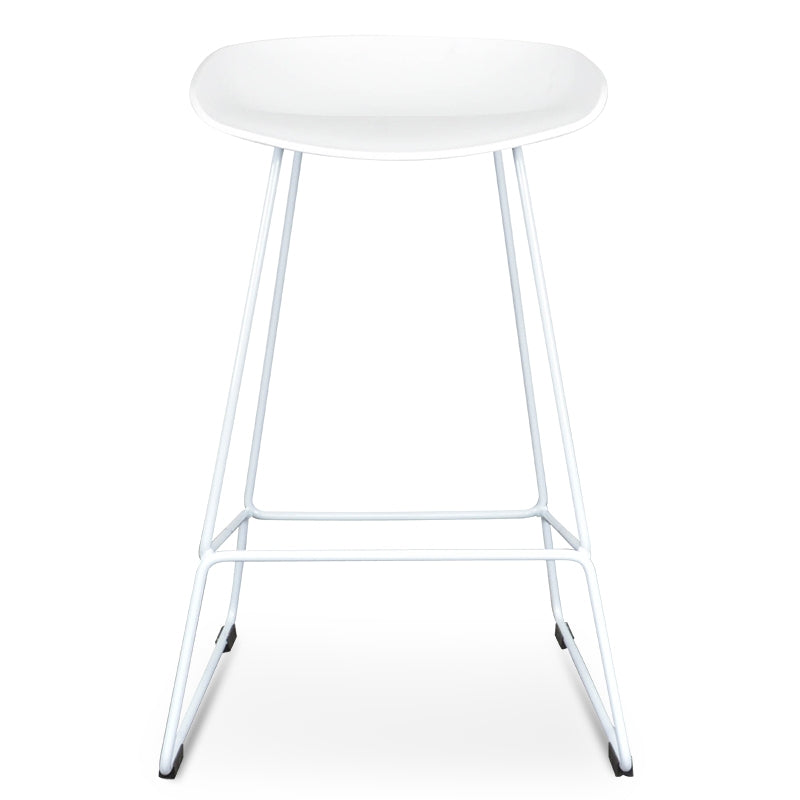 65cm Bar Stool - white Seat With white metal Frame - View 2