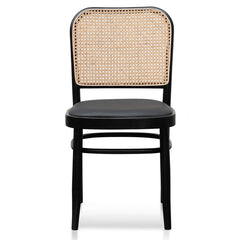 Ex Display - CDC6382-SD Black Cushion Dining Chair - Natural Rattan