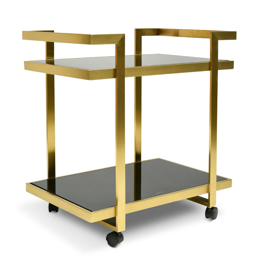Bar Cart - Tempered Glass - Gold  Base - View 4