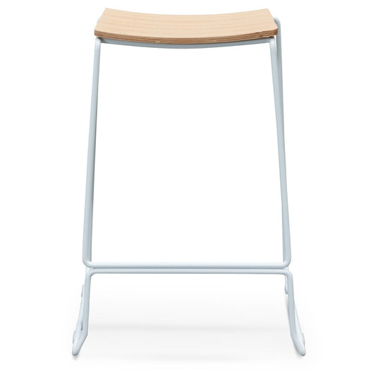 Ex Display - CBS2453-NH Bar Stool With Natural Timber Seat - White Frame