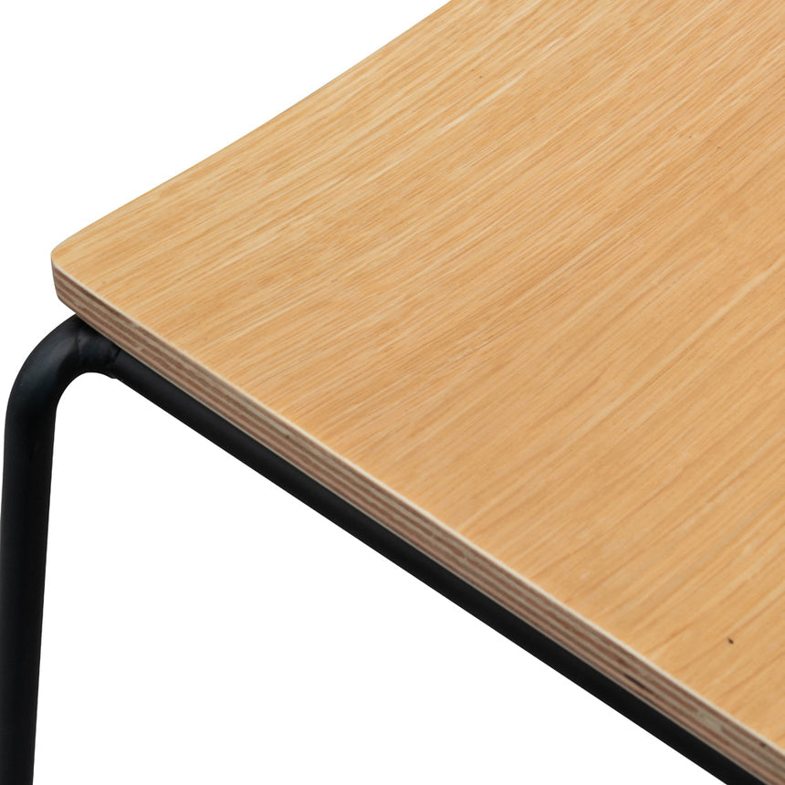 Bar Stool With Natural Timber Seat - Black Frame - View 7
