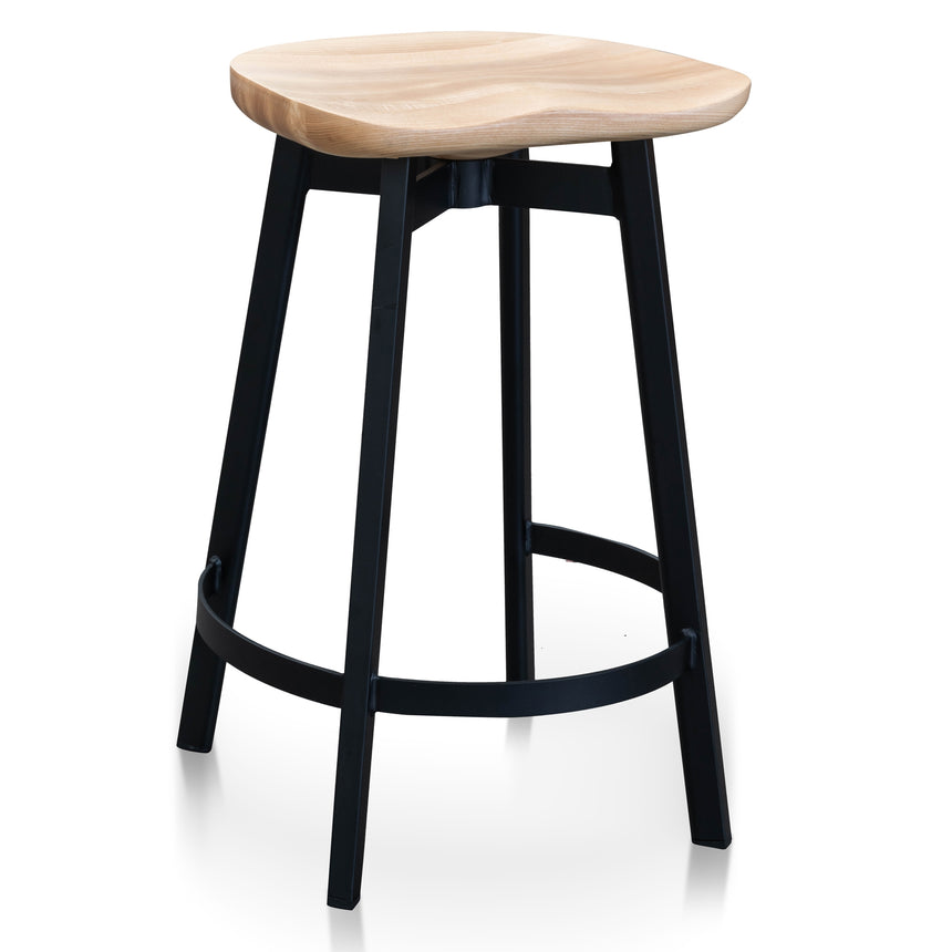 Bar Stool In Matt Black - Natural - View 2