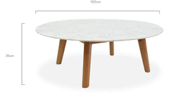 CCF1037 100cm Marble Round Coffee Table - Natural