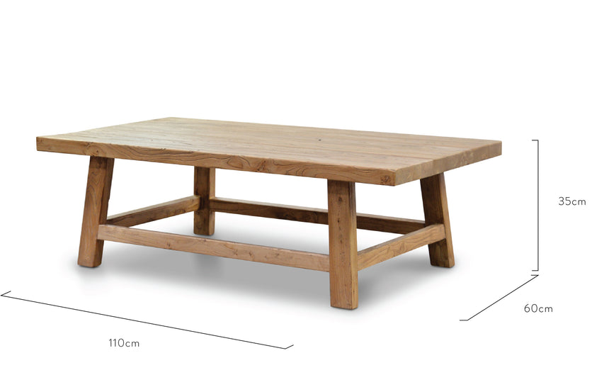 110cm Reclaimed Coffee Table - View 7