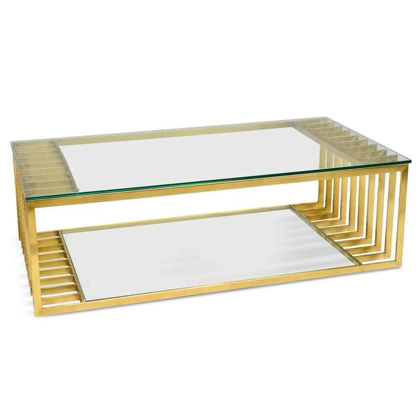 1.3m Glass Coffee Table - Gold Base - View 4