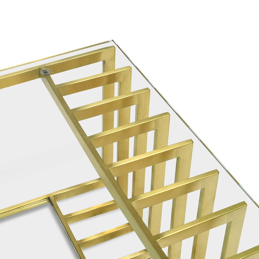 1.3m Glass Coffee Table - Gold Base - View 6