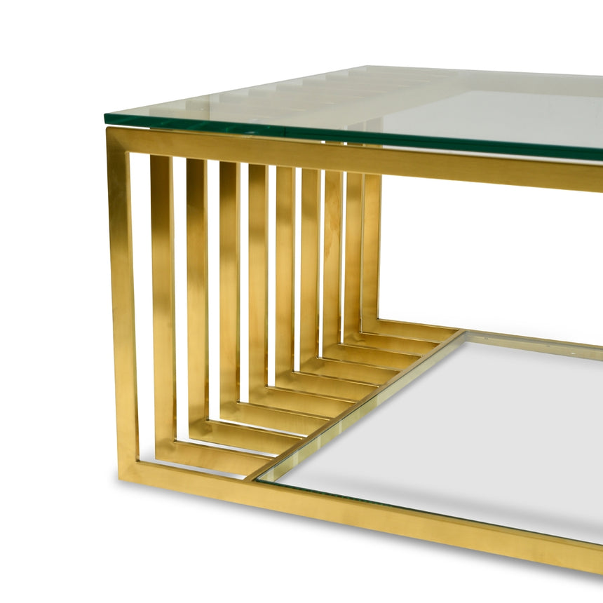 1.3m Glass Coffee Table - Gold Base - View 5