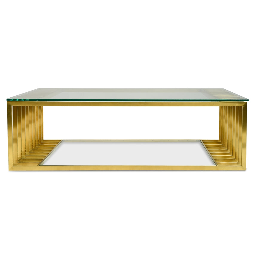 1.3m Glass Coffee Table - Gold Base - View 7