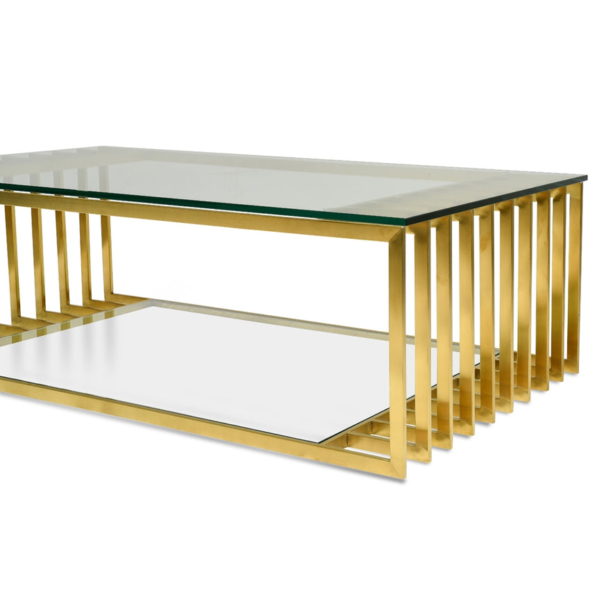 1.3m Glass Coffee Table - Gold Base - View 9
