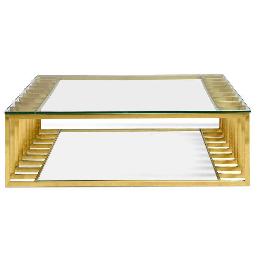 1.3m Glass Coffee Table - Gold Base - View 2