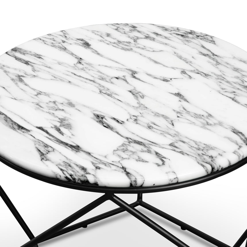 Marble 72cm Coffee Table - Matt Black Base - View 2