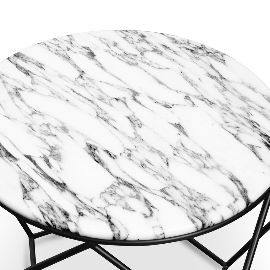 Marble 72cm Coffee Table - Matt Black Base - View 4
