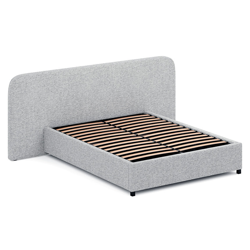 King Sized Bed Frame - Dusty Pepper Boucle with Storage - View 3