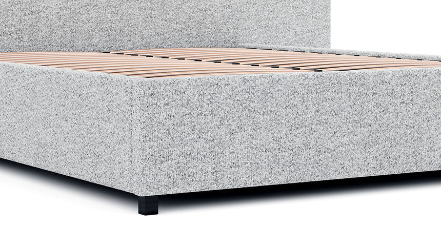 King Sized Bed Frame - Dusty Pepper Boucle with Storage - View 4