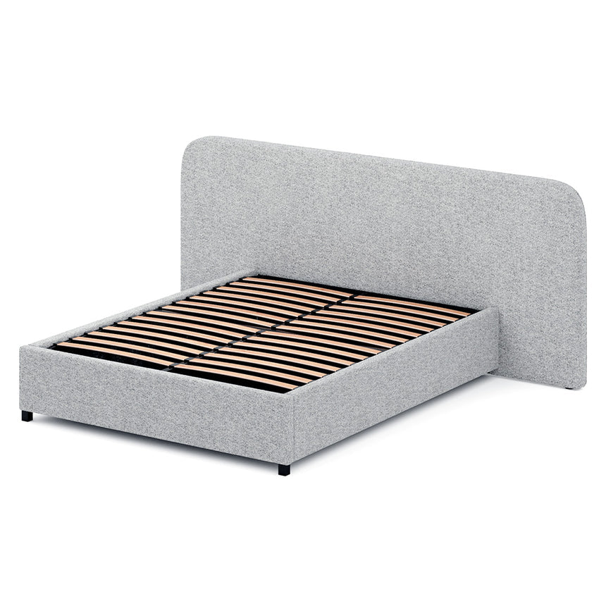 King Sized Bed Frame - Dusty Pepper Boucle with Storage