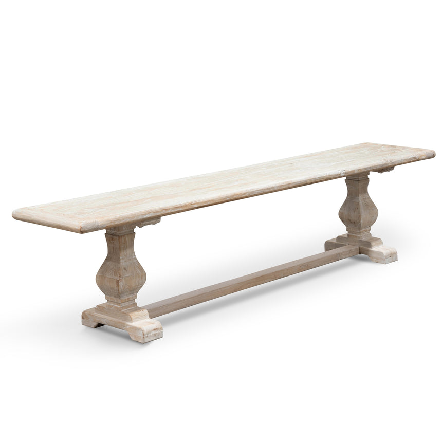 2m Reclaimed ELM Wood Bench - White Washed - View 3