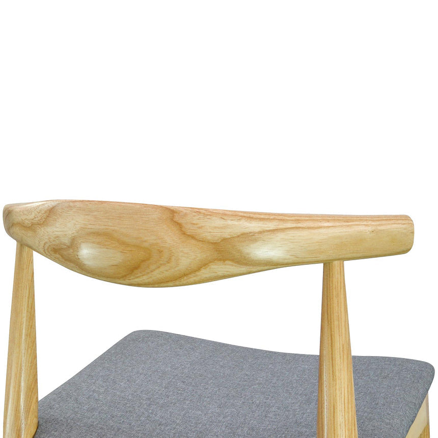 Elbow Dining Chair - Natural with Light Grey Fabric Seat (Set of 2) - View 4