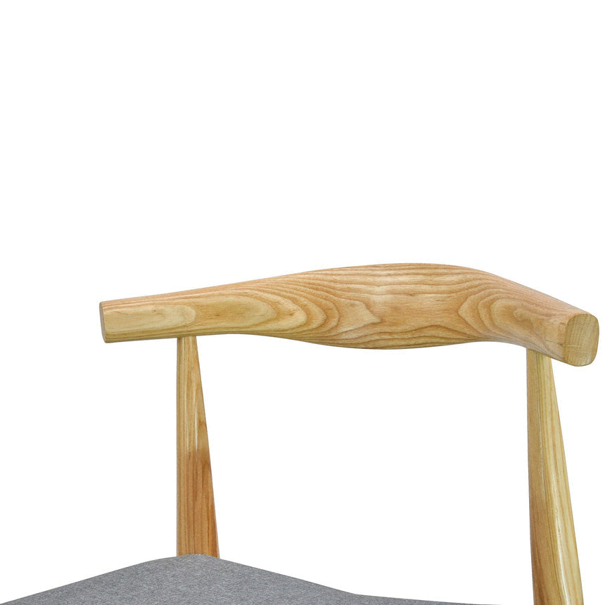 Elbow Dining Chair - Natural with Light Grey Fabric Seat (Set of 2) - View 2