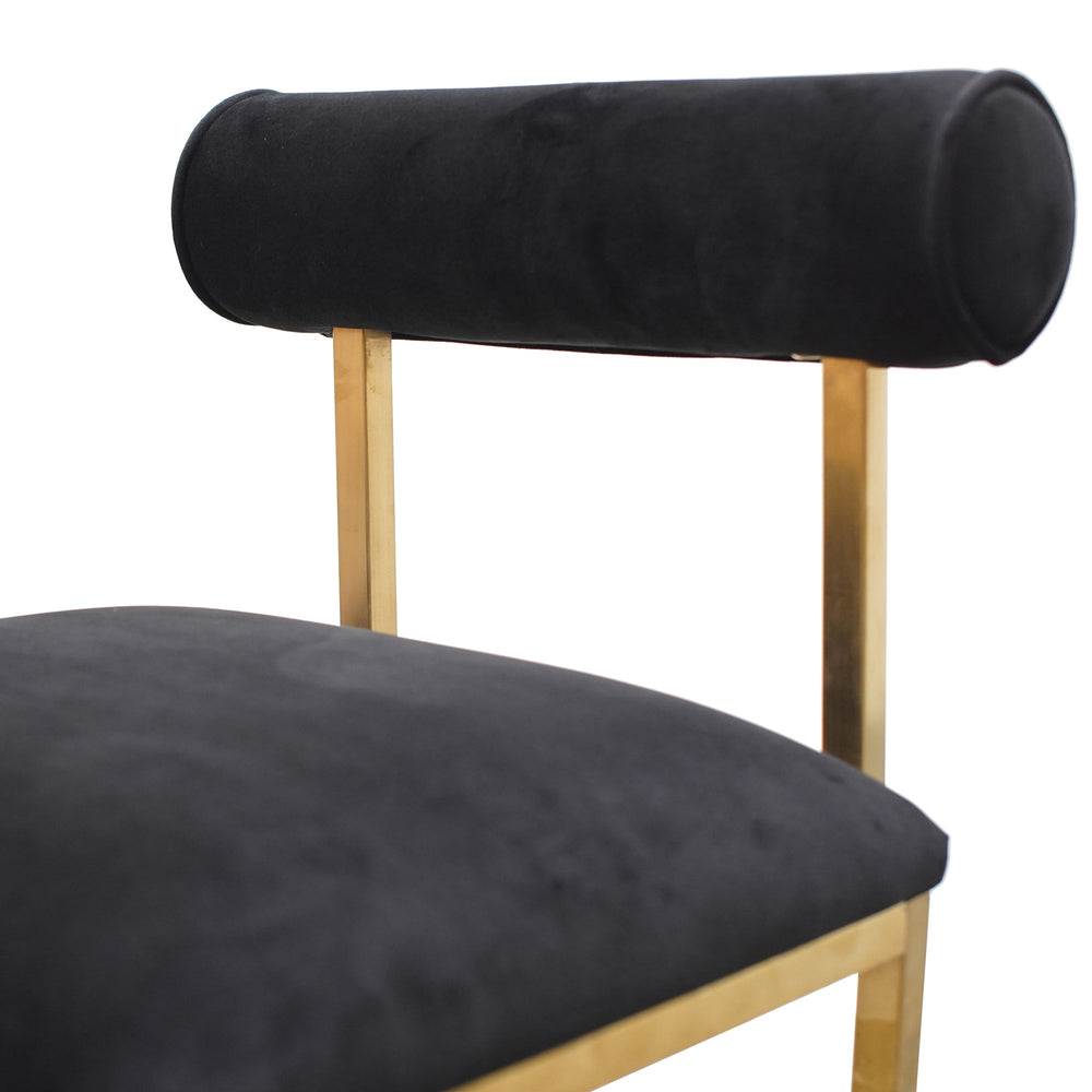 Occasional Chair In Black Velvet - Brushed Gold Base - View 6