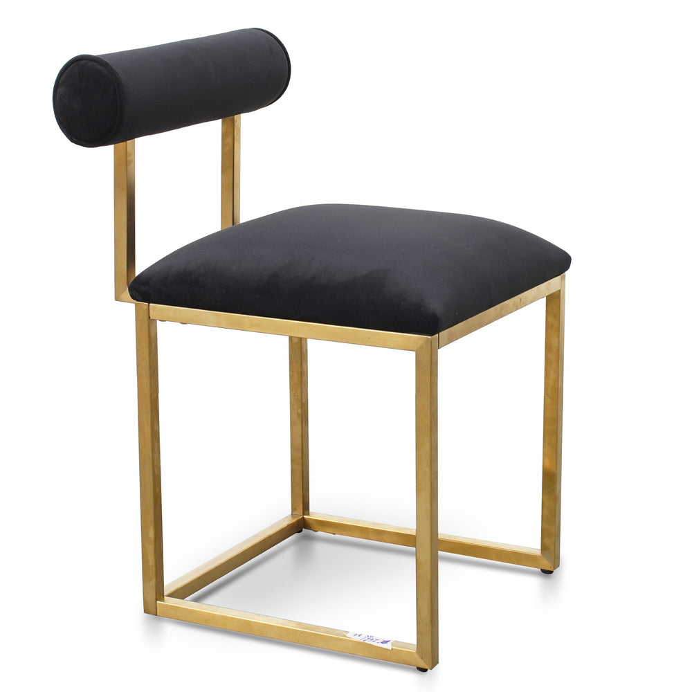 Occasional Chair In Black Velvet - Brushed Gold Base - View 4