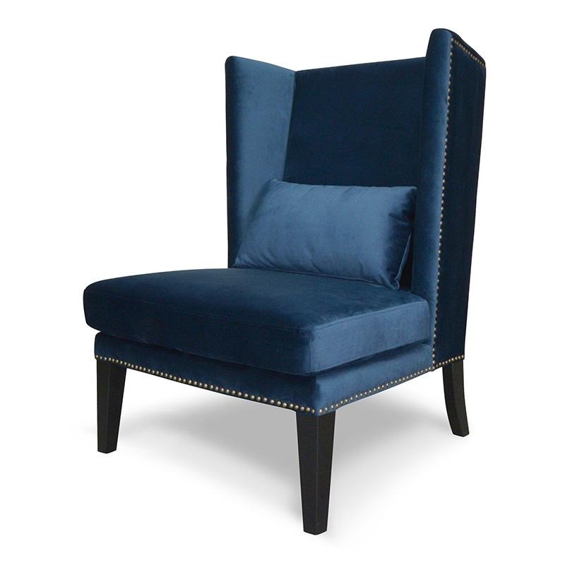 Velvet Lounge Chair in Navy Velvet Blue Main image