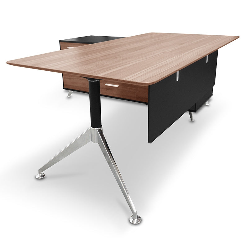 Ex Display - COT202-M 1.95m Executive Office Desk Left Return - Walnut - Black - View 2