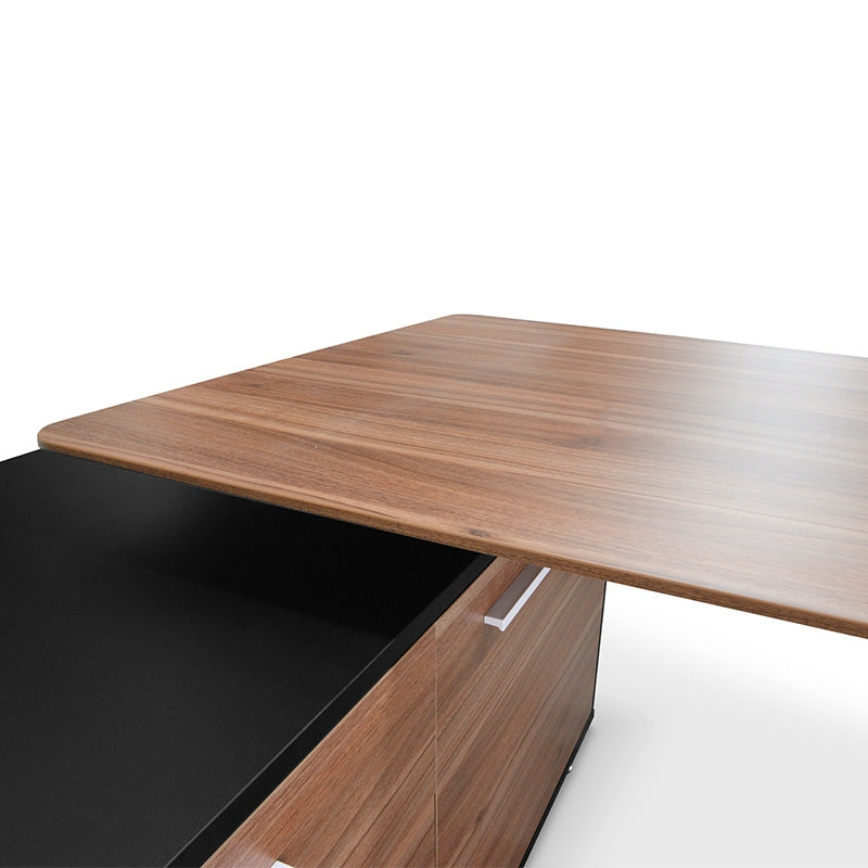 Ex Display - COT202-M 1.95m Executive Office Desk Left Return - Walnut - Black - View 12