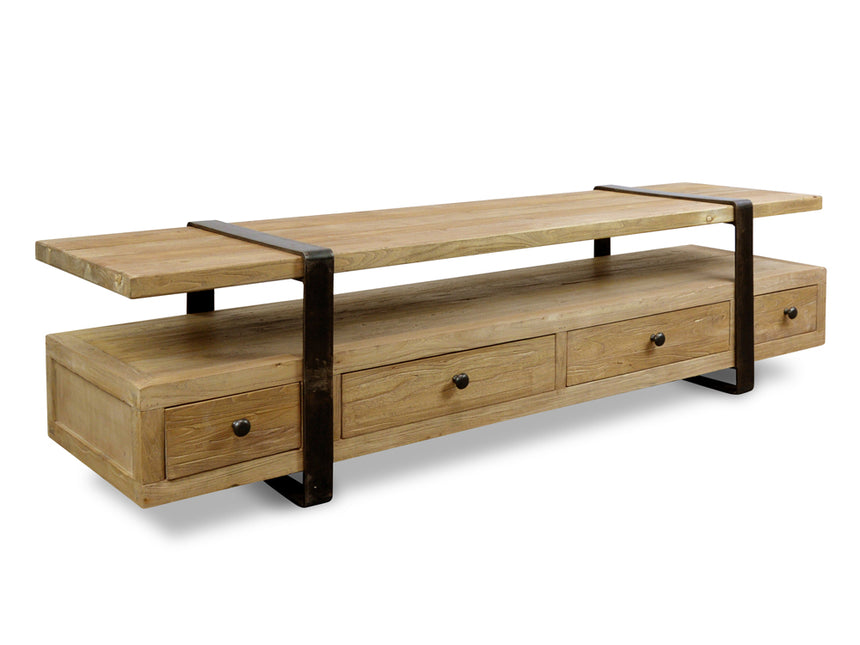 180cm Reclaimed Lowline TV Entertainment Unit - View 2