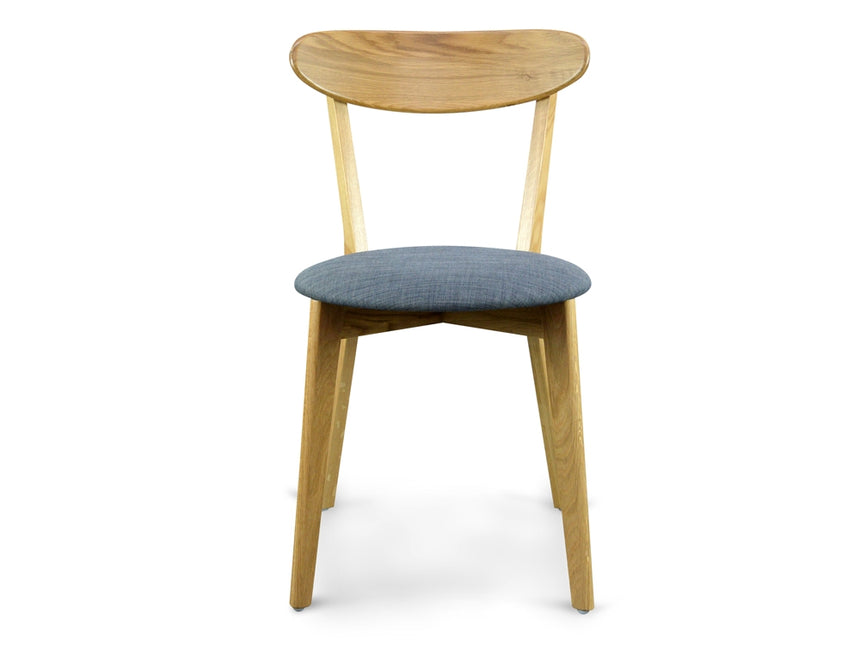 G Dining Chair Solid Natural Oak – Grey Fabric Seat - View 3