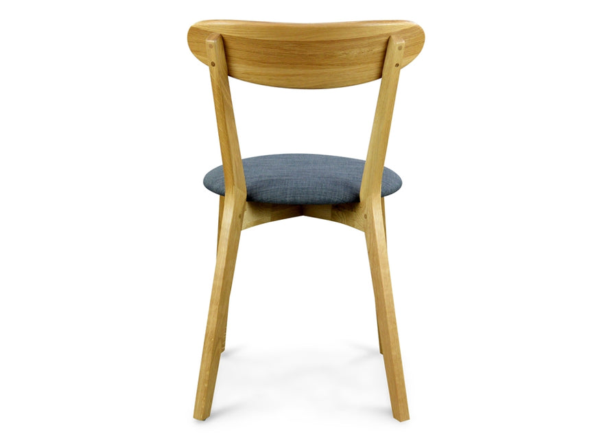 G Dining Chair Solid Natural Oak – Grey Fabric Seat - View 4